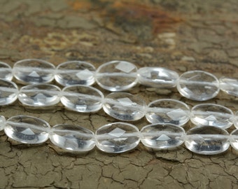 natural crystal quartz - loose faceted gemstones - crystals and gemstones -jewelry beading supplies -faceted ova beads -15 inch