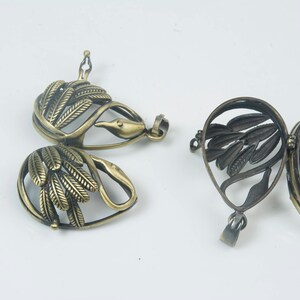 swan lockets brass aninal pendants plated brass locket pendants birds filigree jewelry pendant metal necklace jewelry lockets 2pcs image 2