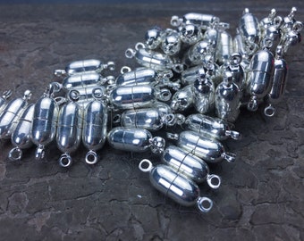 magnetic bead clasps - barrel magnetic jewelry claps - brass clasp charm - jewelry clasps wholesale - metal charm - size 19x6mm -10 sets