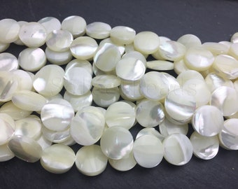 mother of pearl beads - mother of pearl shell - coin jewelry making supplies - jewelry mother of pearl - bracelet making supplies - 15inch