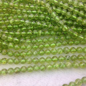 natural peridot round beads - green gemstone beads - precious stone loose beads - rare stone beads - 4-5mm peridot -15 inch