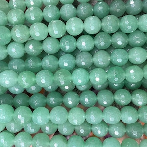 green aventurine faceted round beads - natural green gemstone quartz - green round stone beads - wholesale jewelry making beads -6mm to 12mm