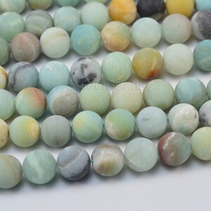 amazonite, matte round bead 12mm, frosty bead, blue, round, stone bead, gemstone bead, beading, jewelry bead, jewelry supply, jewelry making image 2