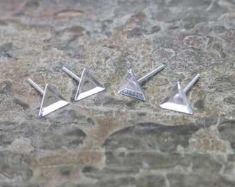 sterling silver triangle earrings posts - delta shape earring studs - post earring findings  - sterling silver earring findings