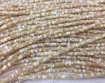 Perles heishi MOP - perles de nacre naturelle - rondelles de coquillages bruns - perles de coquillages de mer en gros - perles de bijoux heishi -15 pouces