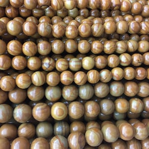 wood jasper gemstone beads - natural wood lace beads - brown serpeggiante round beads - brown beads supplies for jewelry making -15 inch