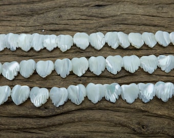 maple leaf carved shell beads - plant jewelry beads - mother of pearl jewellery beads - engraved white beads - 12mm leaf beads - 15inch