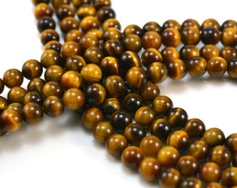 brown tiger eye beads - tiger eye gemstone beads - tiger eye jewelry beads - protection gemstone beads - round beads 4-12mm- 15inch