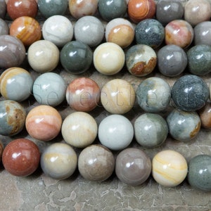 natural ocean jasper beads - smooth round ocean agate stone - jasper necklace beads - bracelet making beads - 15 inch