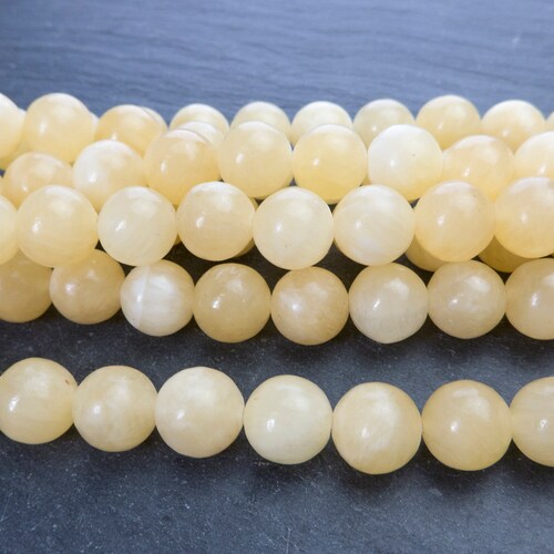 Natural Yellow Honey Jade Smooth Round Beads Yellow Gemstone Etsy