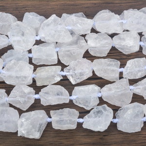 raw crystal -  rough clear quartz - rock crystal raw nuggets - rough gemstone - white stone bead - uncut gemstone - natural nugget - 15 inch