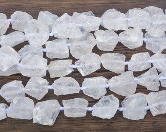 raw crystal -  rough clear quartz - rock crystal raw nuggets - rough gemstone - white stone bead - uncut gemstone - natural nugget - 15 inch