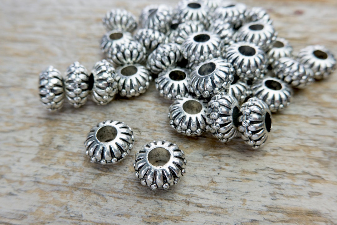 Antique Silver Rondelle Beads Alloy Jewelry Spacer Beads - Etsy