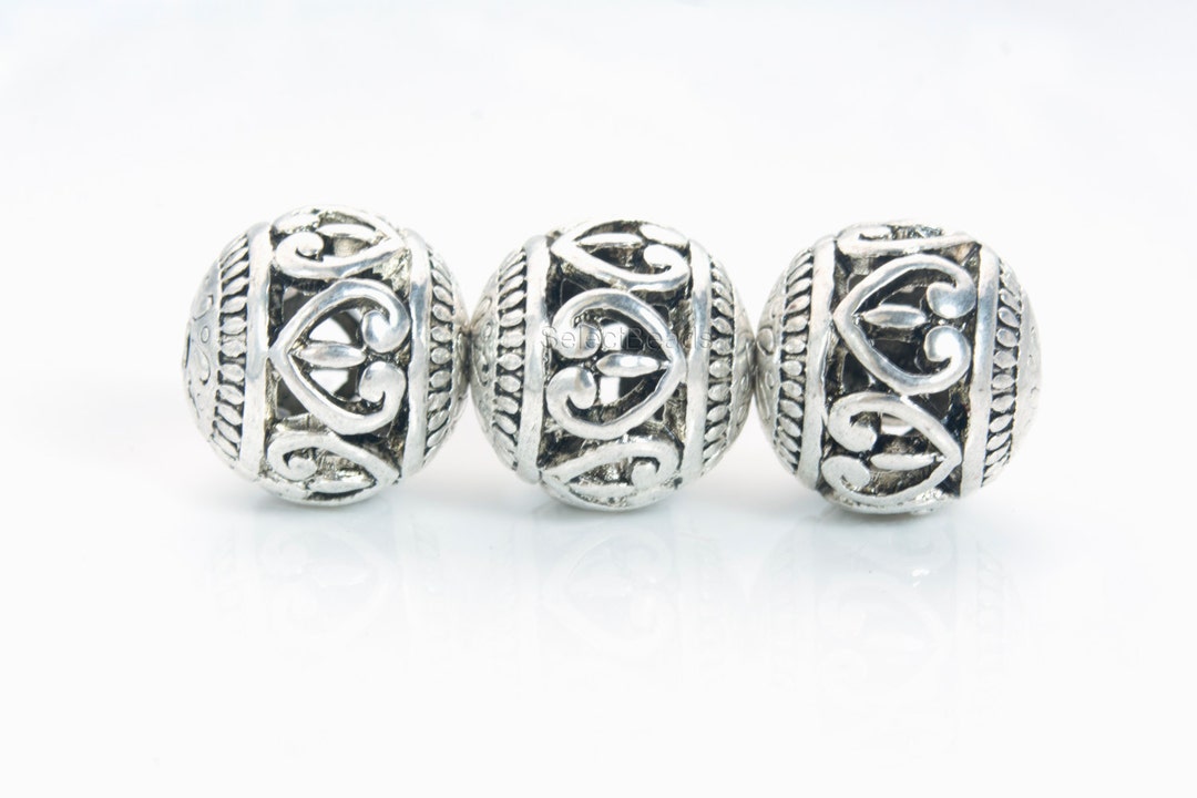 Heart Filigree Alloy Beads Filigree Metal Beads for Jewelry Making ...