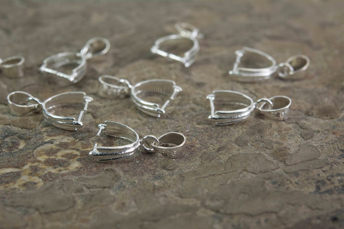 Pendant Pinch Clip Bail Necklace Pendant Attachment Silver Etsy