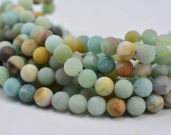 amazonite - matte round amazonite beads - multi color gemstones - multi colored beads - loose gemstone - round bead - size 8mm - 15 inch