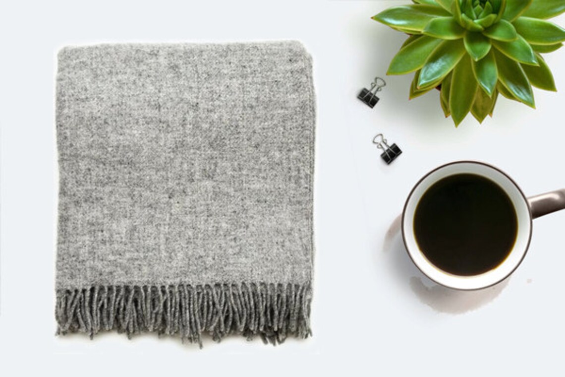 Light Grey Throw Blanket 100 Wool Light Grey Sofa Throw Etsy UK