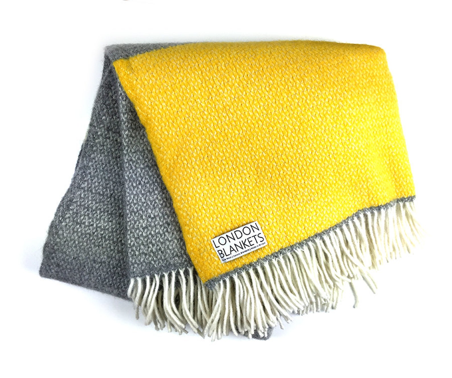 Yellow Grey Throw Blanket 100 Wool Yellow Grey Sofa Throw Etsy