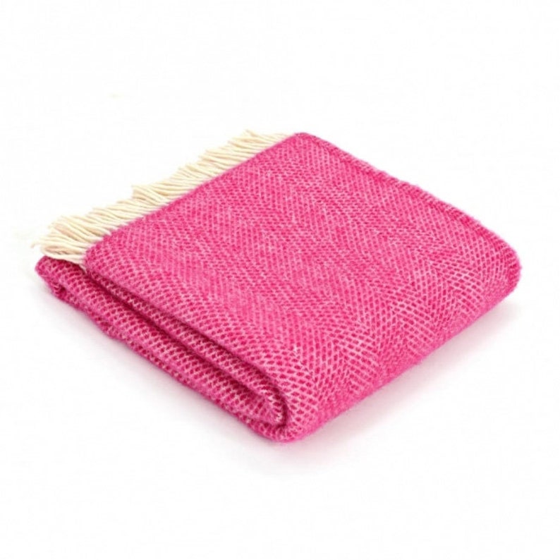 Cerise Pink Throw Blanket 100 Wool Pink Sofa Throw Pink Etsy