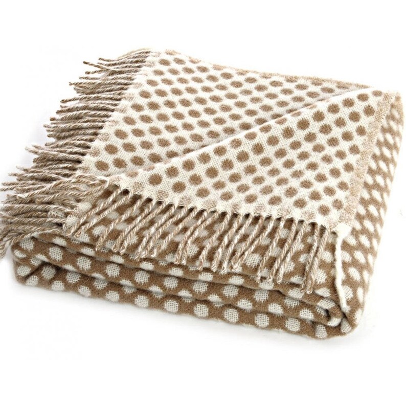 Beige Spotty Throw Blanket 100 Percent Lambswool Beige Sofa Etsy