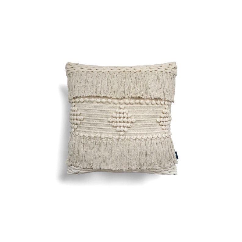 Tassel Cushion Bohemien Cushion Cream Cushion Woven Boho Cushion Filled Cushion Woven Cushion Cover