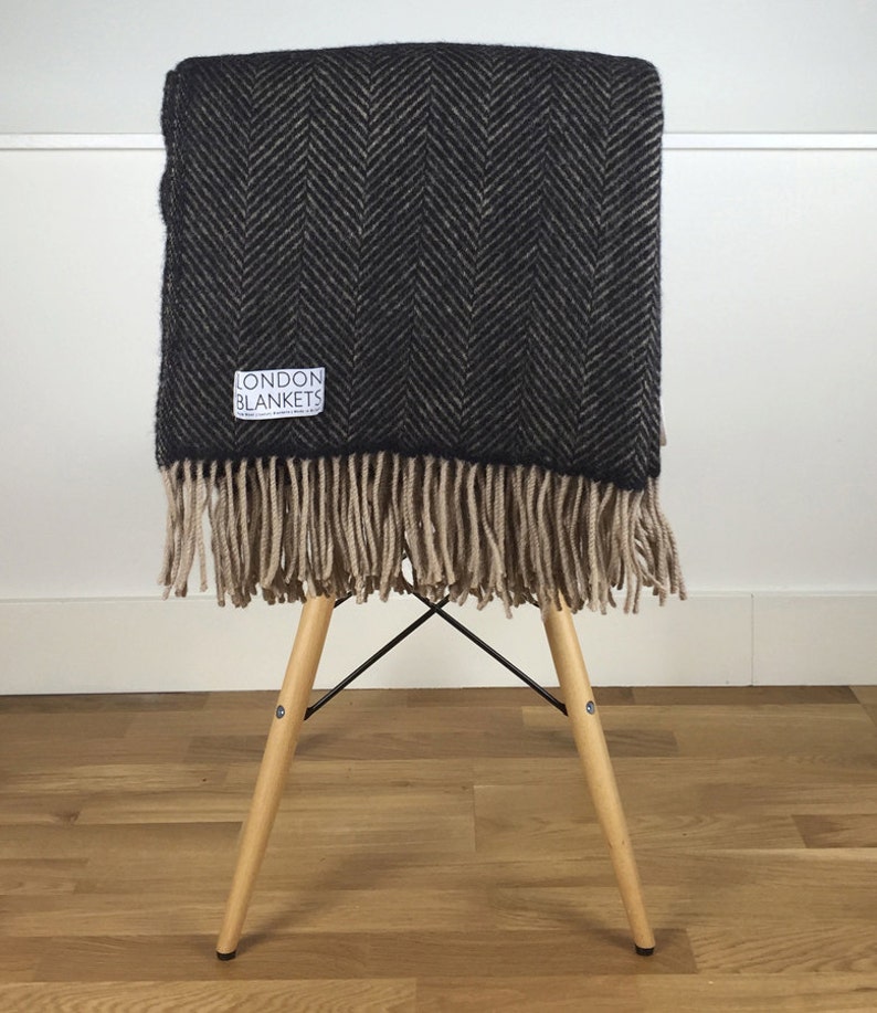 Charcoal Grey Throw Blanket 100 Percent Wool Charcoal Grey Etsy