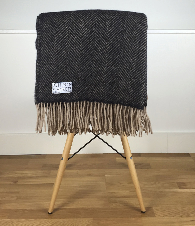 Charcoal Grey Throw Blanket 100 Percent Wool Charcoal Grey Etsy