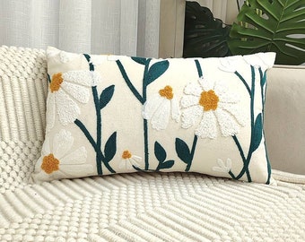 Daisy Flower Cushion, Soft Boucle Cushion, Botanical Cushion, Chair Cushion For Living Room, Kids Bedroom, Flower Cushion, Kids Decor