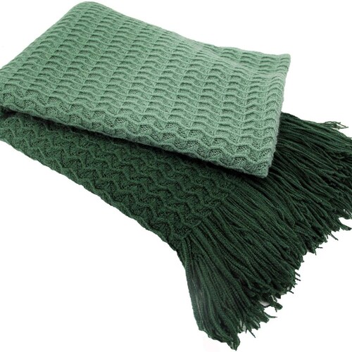 Ombre Green Throw Blanket Knitted Green Sofa Throw Green Bed Etsy UK