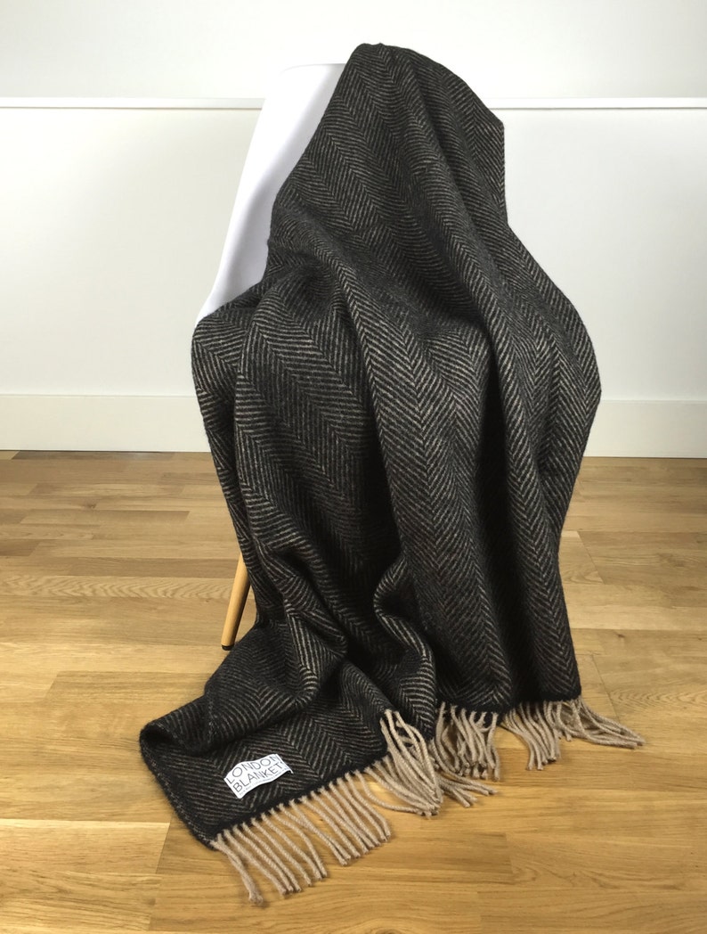 Charcoal Grey Throw Blanket 100 Percent Wool Charcoal Grey Etsy
