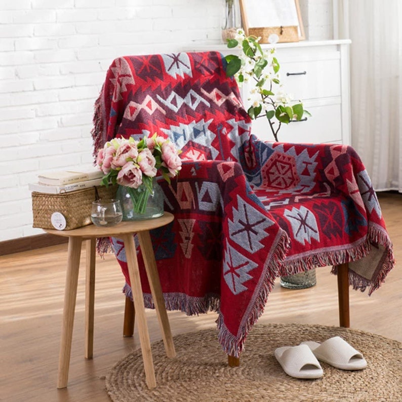 Tapestry Throw Blanket Boho Throw Blanket Woven Fringed Etsy UK