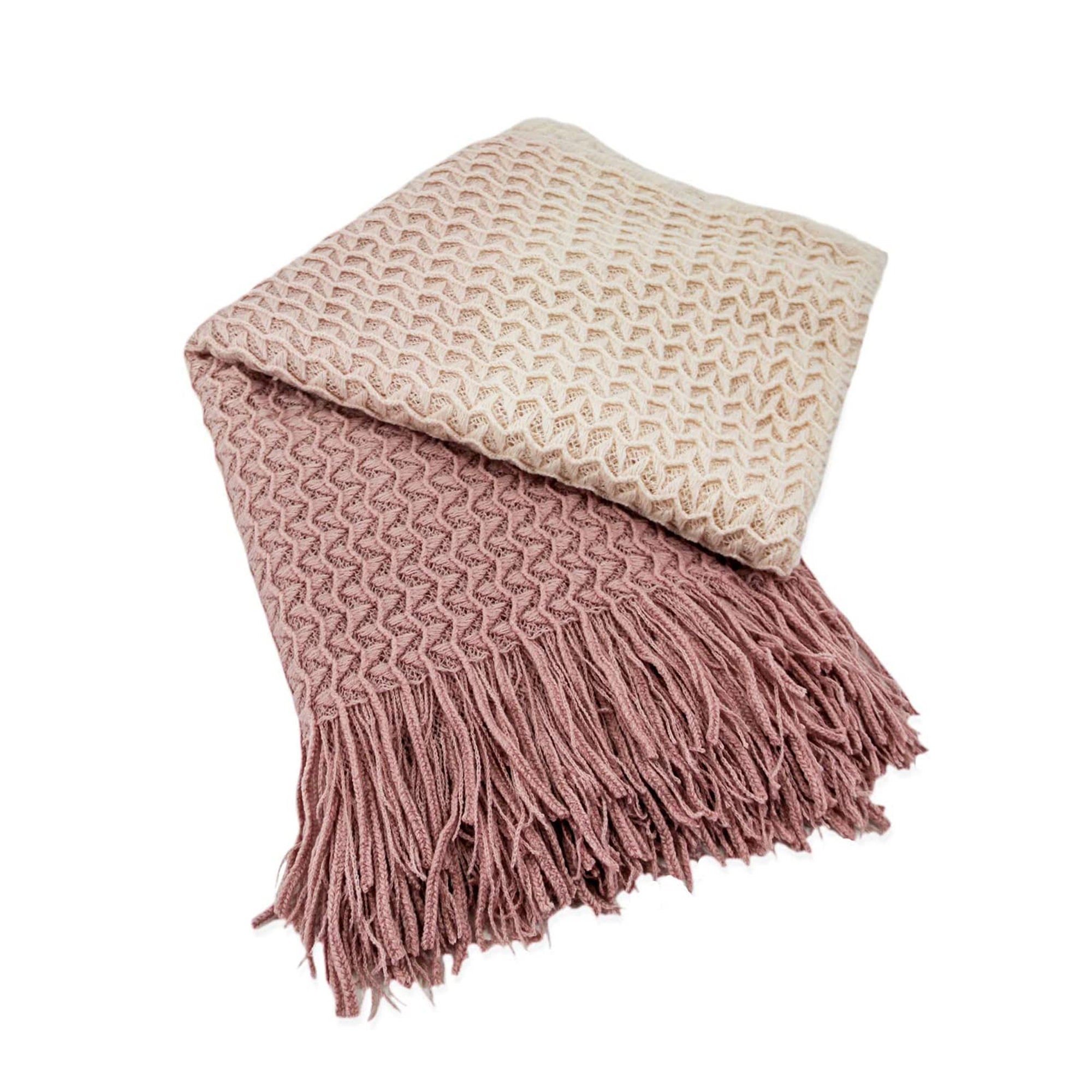 Ombre Pink Throw Blanket Knitted Pink Sofa Throw Pink Bed Etsy