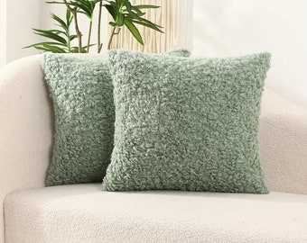 Soft Boucle Square Cushion, Solid Colour Boucle Cushion, Boucle Sofa Throw Cushion, Chair Cushion For Living Room, Kids Bedroom Decor