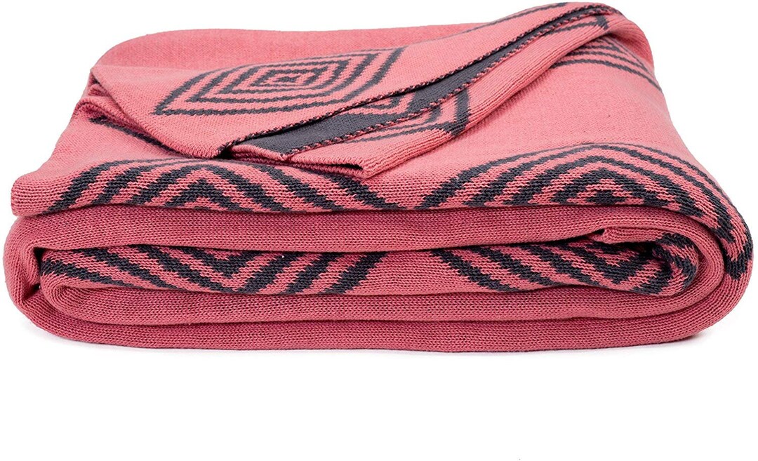 Pink Woven Blanket Pink Knitted Blanket Super Soft Pink Etsy UK