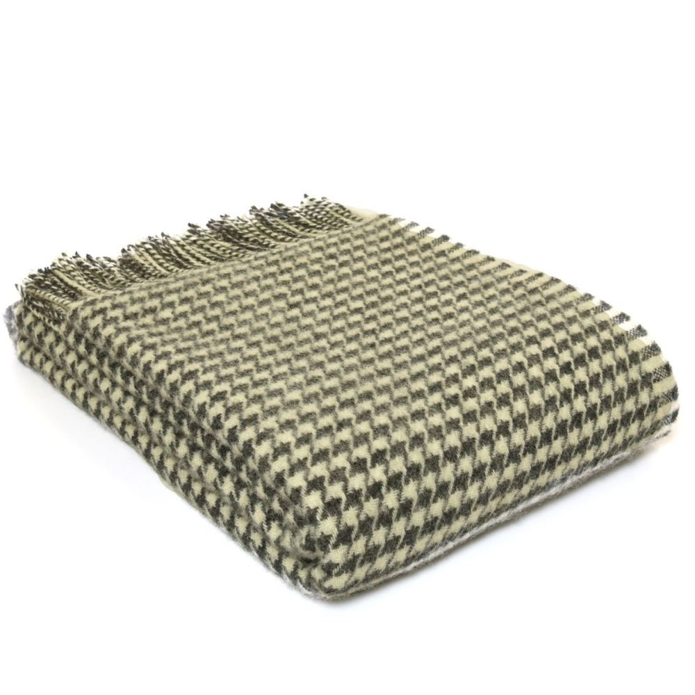 couverture houndstooth, 100% laine - lancer de canapé gris, lit couvertures et jets grise, livraison gratuite au royaume-uni, gris houndstooth