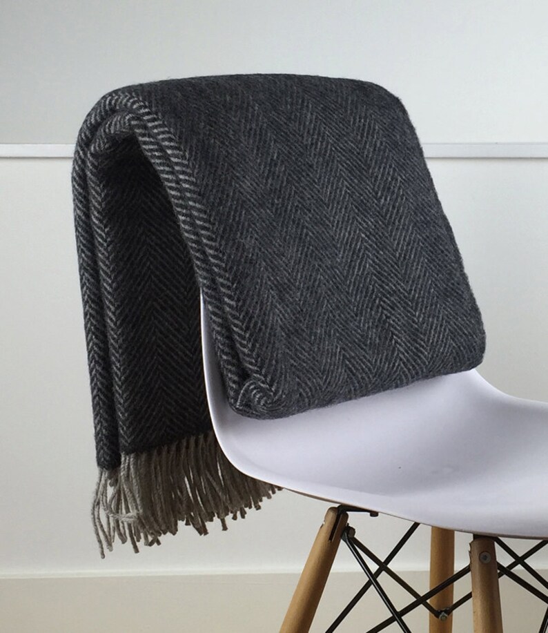Silver Grey Throw Blanket 100 Wool Grey Sofa Throw Silver Etsy