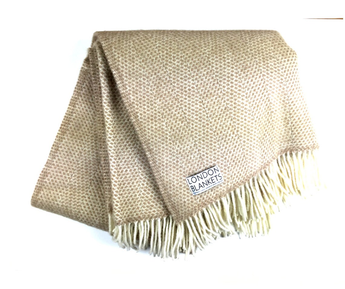 Beige Throw Blanket 100 Wool Beige Sofa Throw Beige Bed Etsy