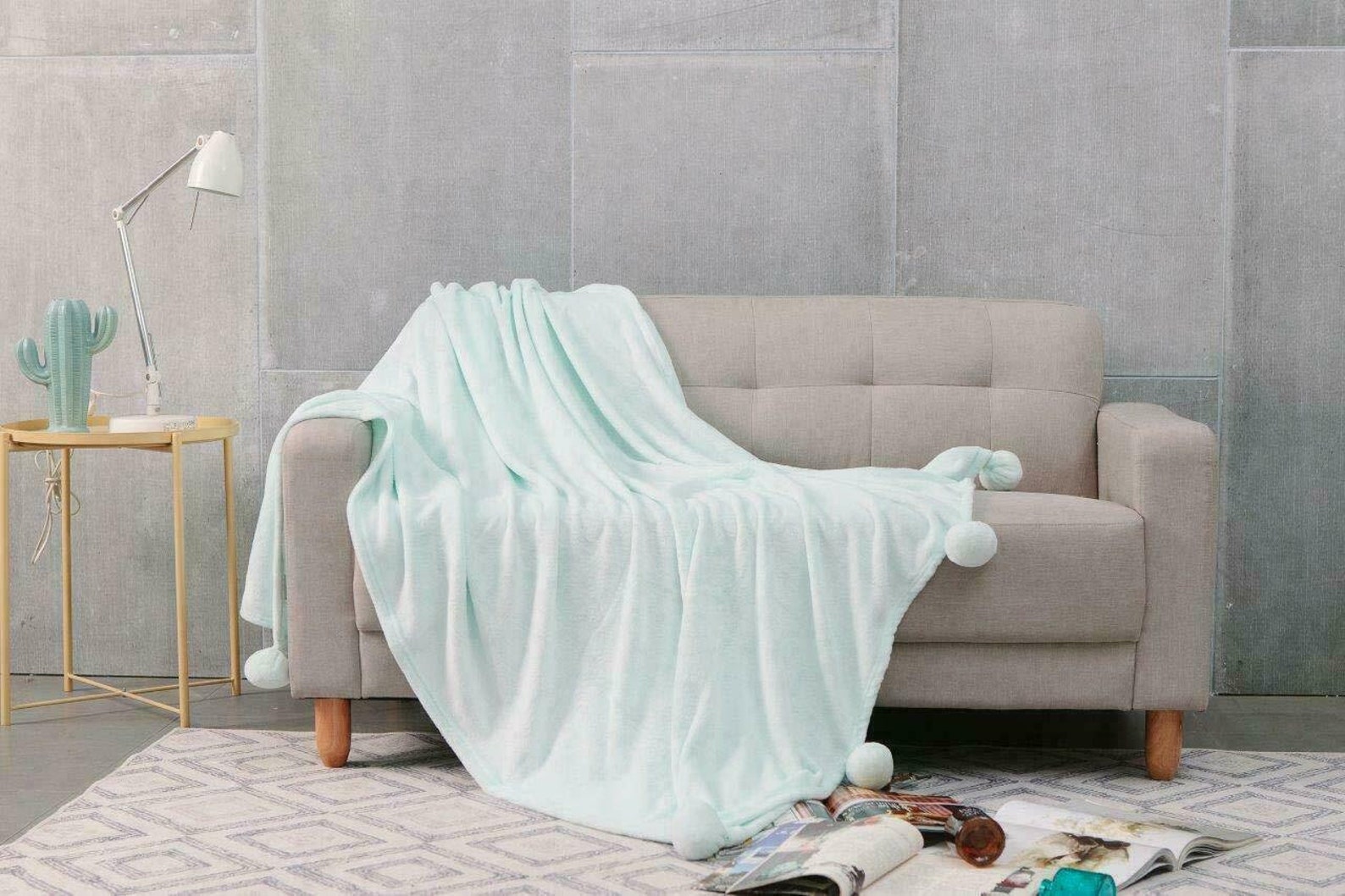 Mint Green Throw Blanket Green Fleece Throw Fleece Throw Etsy