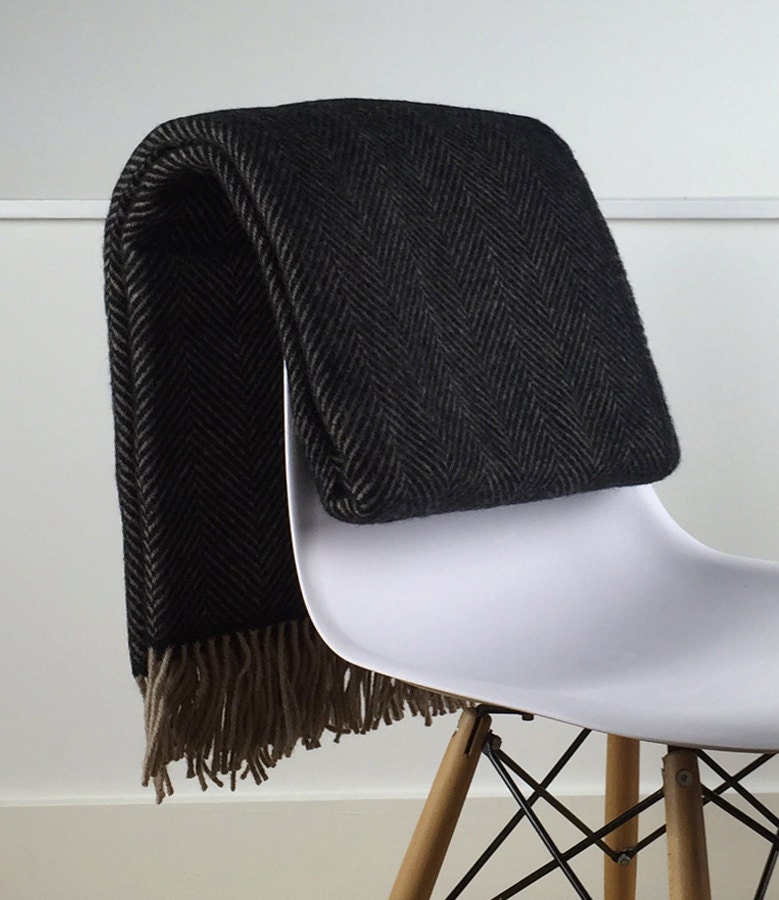 Charcoal Grey Throw Blanket 100 Percent Wool Charcoal Grey Etsy