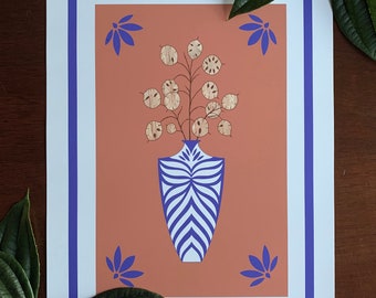 Lunaria annua : A3 giclée art print / illustration botanique / jungle urbaine / jardin intérieur / art mural boho / monde naturel