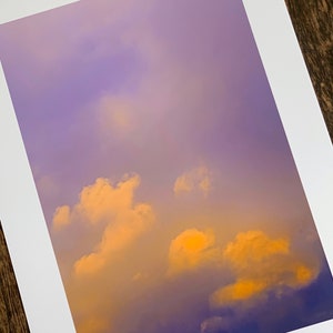 Marshmallow clouds : pair of photographic giclée prints / A4 size / sky lovers, sunset, cloud art image 2