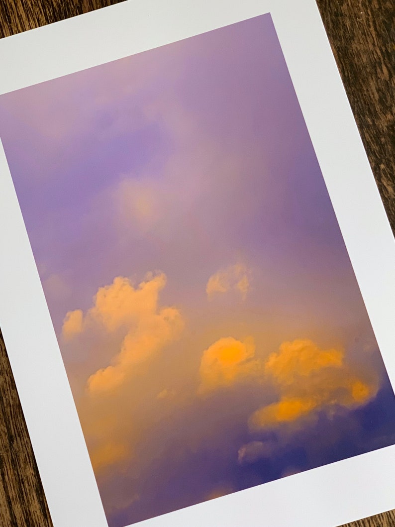 Marshmallow clouds : pair of photographic giclée prints / A4 size / sky lovers, sunset, cloud art image 2
