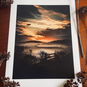 Rising Sun, Morning Mist : A3 giclée art print,satin finish / Ballynahinch, County Down, Northern Ireland / atmospheric / drumlins image 4