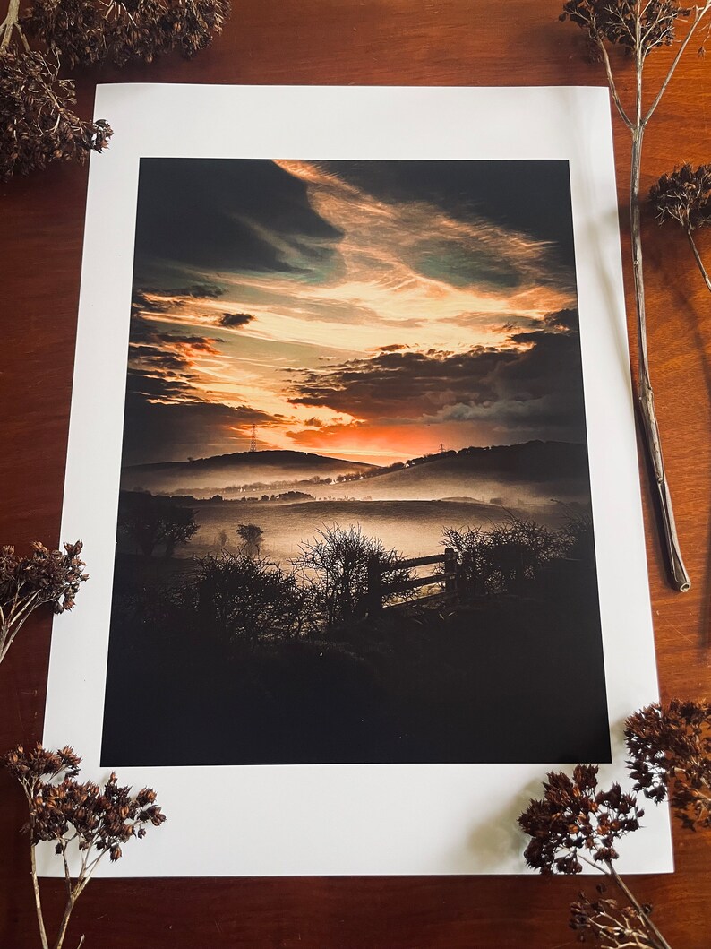 Rising Sun, Morning Mist : A3 giclée art print,satin finish / Ballynahinch, County Down, Northern Ireland / atmospheric / drumlins image 4