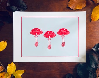 Fly Agaric : A4 giclée art print, matte finish / botanical illustration / Northern Irish artist