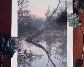 Winter On The River : A3 giclée art print, textured matte finish / wild Irish landscape / moody / great outdoors / Lagan Meadows