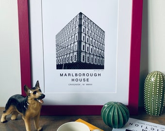 Marlborough House : A3 giclée art print, satin finish / Craigavon NI