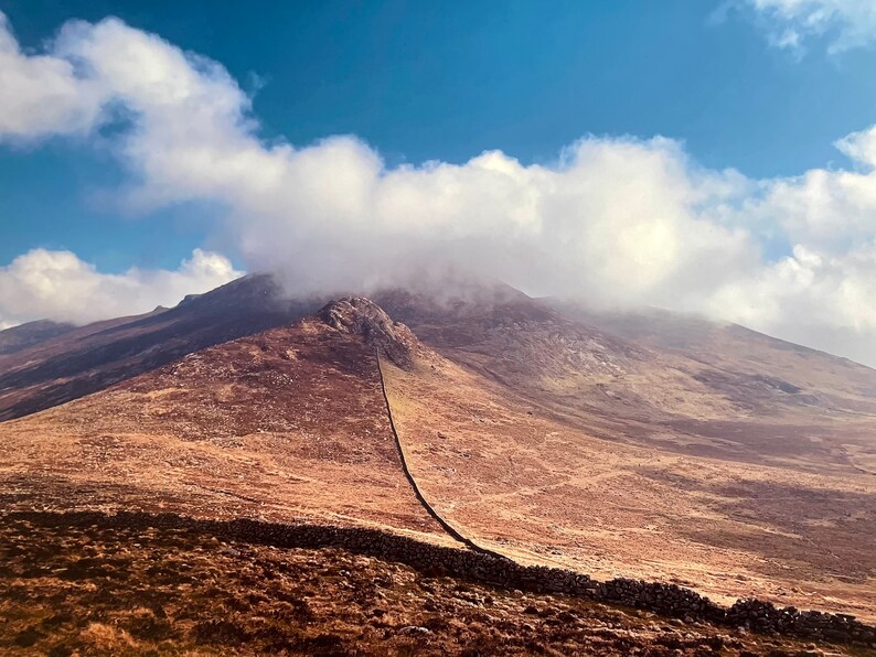 Clouded Summit : A3 giclée art print, satin finish / Mourne Mountains, Area of Outstanding natural Beauty, Mourne Wall image 2