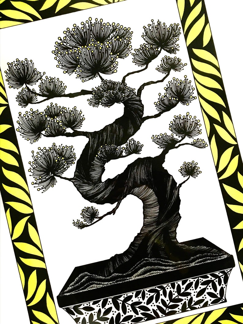 Bonsai botanical giclée illustration print : plant lovers, urban jungle, indoor garden image 2