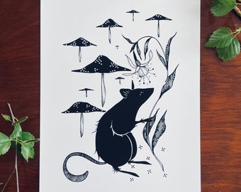 The Forager : A4 giclée art print, matte finish / Wildlife illustration